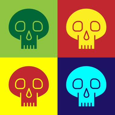 Renkli Kurukafa simgesi renk arkaplanında izole edildi. Vektör İllüstrasyonu