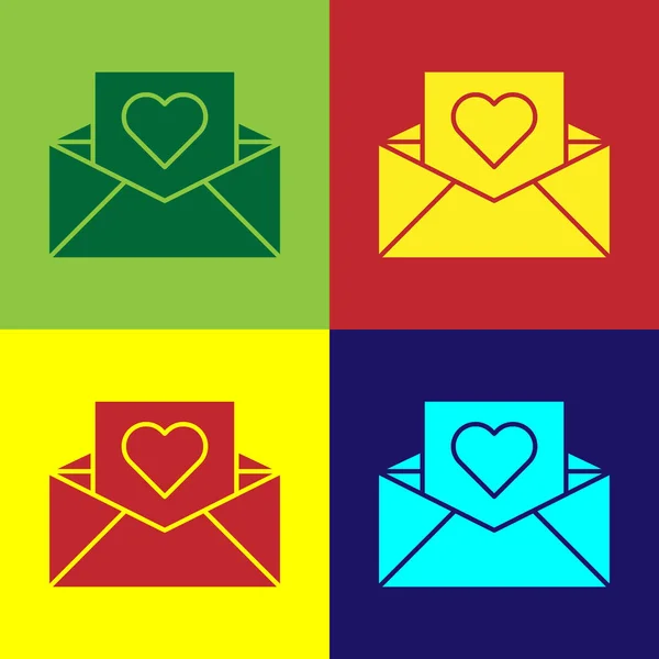 Color Envelope with Valentine heart icon isolated on color background. Message love. Letter love and romance. Vector Illustration — 스톡 벡터