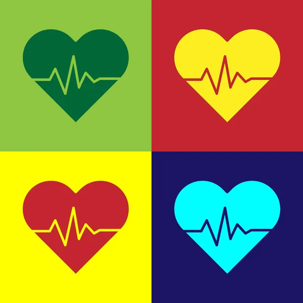 Colore Icona della frequenza cardiaca isolata sullo sfondo del colore. Segno di battito cardiaco. Icona del polso cardiaco. Icona del cardiogramma. Illustrazione vettoriale — Vettoriale Stock
