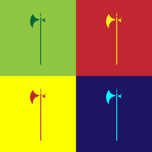 Цвет Средневековый halberd значок изолирован на цветном фоне. Средневековое оружие. Векторная миграция — стоковый вектор