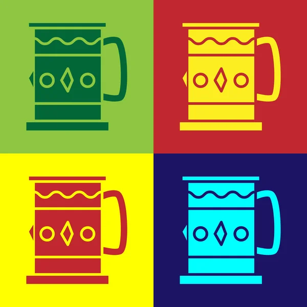 Color Icono de taza de madera aislado en el fondo de color. Ilustración vectorial — Vector de stock
