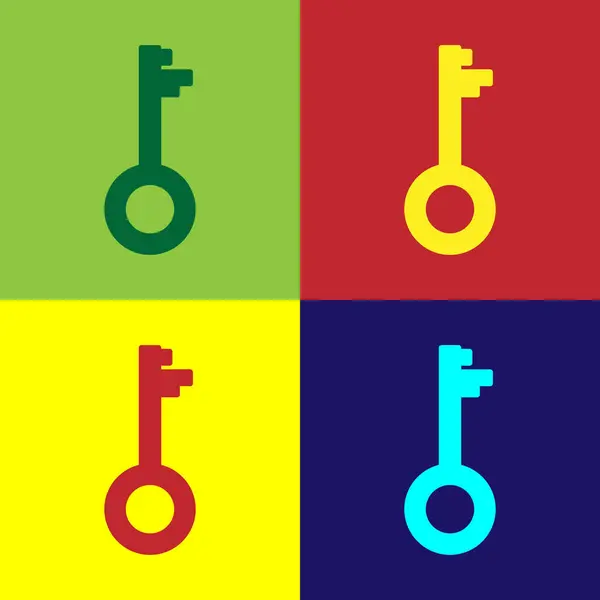 Farbe altes Schlüsselsymbol isoliert auf farbigem Hintergrund. Vektorillustration — Stockvektor