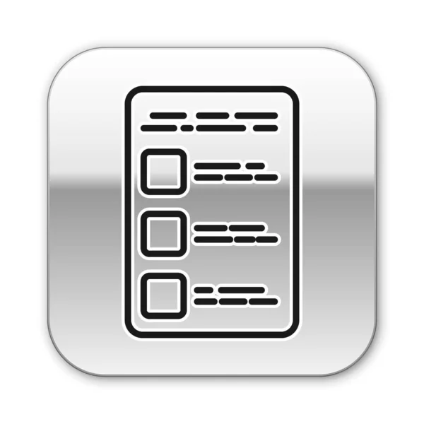 Línea negra Crear pantalla de cuenta en el icono del teléfono móvil aislado sobre fondo blanco. Botón cuadrado plateado. Ilustración vectorial — Archivo Imágenes Vectoriales