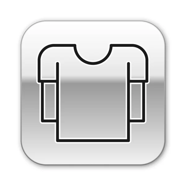 Czarna linia Ikona koszuli z długim rękawem na białym tle. Srebrny przycisk. Ilustracja wektora — Wektor stockowy