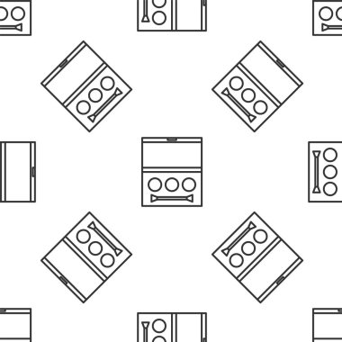 Gri çizgi göz gölgesi paleti, fırça ikonu, beyaz arka planda izole edilmiş pürüzsüz desen. Vektör İllüstrasyonu