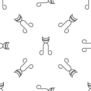 Gri çizgi kirpik bigudi ikonu beyaz arka planda izole edilmiş pürüzsüz desen. Makyaj aleti işareti. Vektör İllüstrasyonu