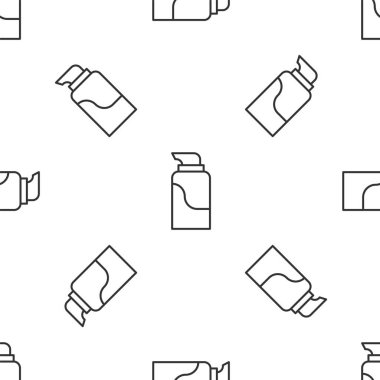 Gri çizgi kremi ya da losyon kozmetik tüp ikonu beyaz arka planda izole edilmiş pürüzsüz desen. Erkekler için vücut bakım ürünleri. Vektör İllüstrasyonu