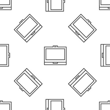 Ayna ikonlu gri çizgi makyaj tozu beyaz arka planda izole edilmiş pürüzsüz desen. Vektör İllüstrasyonu