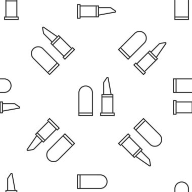 Gri çizgi ruj ikonu beyaz arka planda izole edilmiş kusursuz desen. Vektör İllüstrasyonu