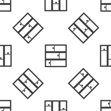 Gri çizgi raf simgesi beyaz arka planda izole edilmiş kusursuz desen. Raflar işaretli. Vektör İllüstrasyonu