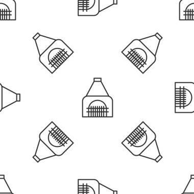 Gri çizgili şömine ikonu beyaz arka planda izole edilmiş pürüzsüz desen. Vektör İllüstrasyonu