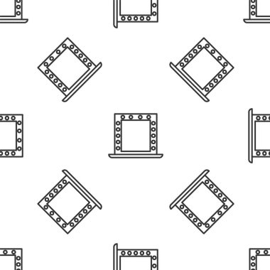 Işık simgesi olan gri çizgi makyaj aynası beyaz arka planda izole edilmiş pürüzsüz desen. Vektör İllüstrasyonu