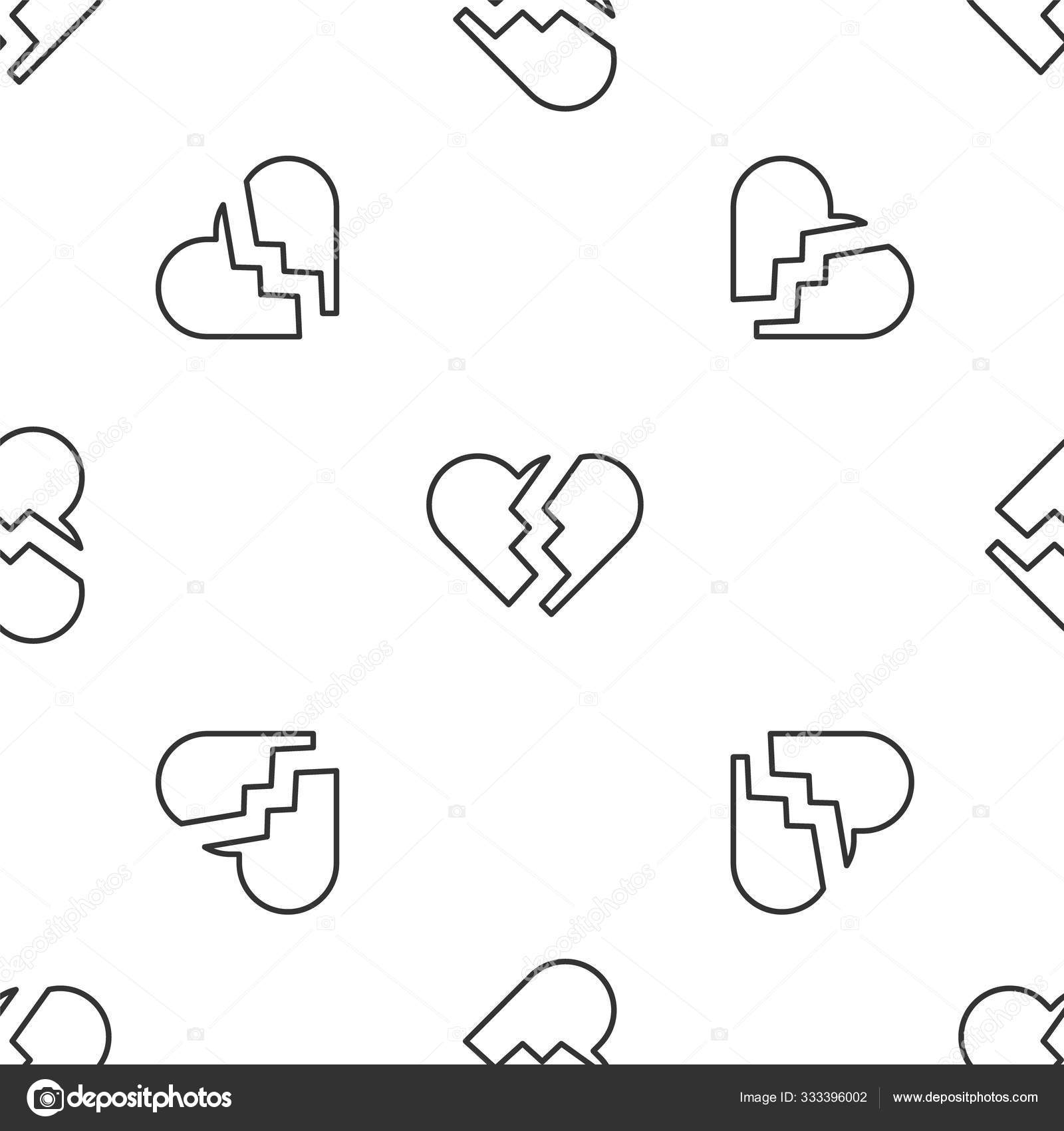 灰线断心或离婚图标孤立无缝图案白色背景 爱情的象征情人节 病媒图解 图库矢量图像 C Vectorvalera Gmail Com