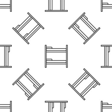 Gri çizgi yatak ikonu beyaz arka planda kusursuz desen izole etti. Vektör İllüstrasyonu