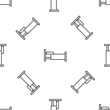 Gri çizgi yatak ikonu beyaz arka planda kusursuz desen izole etti. Vektör İllüstrasyonu