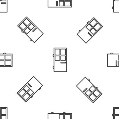 Gri çizgi kapalı kapı simgesi beyaz arka planda izole edilmiş pürüzsüz desen. Vektör İllüstrasyonu