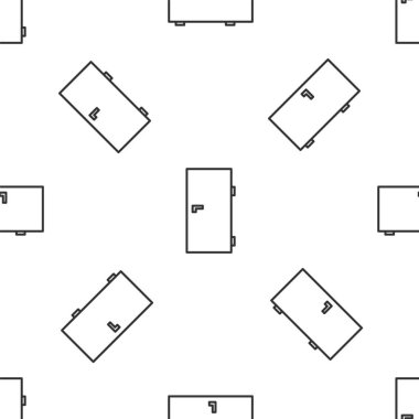 Gri çizgi kapalı kapı simgesi beyaz arka planda izole edilmiş pürüzsüz desen. Vektör İllüstrasyonu