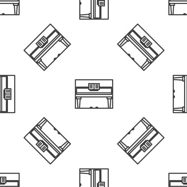 Gri çizgi Grand piyano ikonu beyaz arka planda kusursuz desen izole etti. Müzik aleti. Vektör İllüstrasyonu