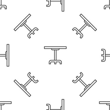 Gri çizgi yuvarlak masa ikonu beyaz arka planda izole edilmiş pürüzsüz desen. Vektör İllüstrasyonu