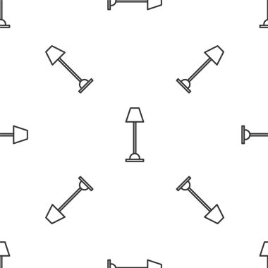 Gri çizgi yer lambası ikonu beyaz arka planda izole edilmiş pürüzsüz desen. Vektör İllüstrasyonu