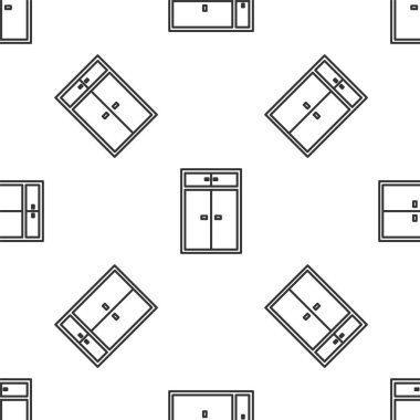 Gri çizgi Gardırop ikonu beyaz arka planda kusursuz desen izole etti. Vektör İllüstrasyonu