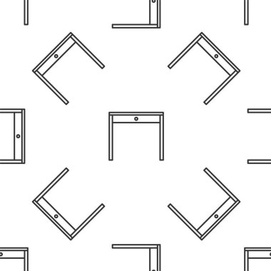 Gri çizgi tahta masa ikonu beyaz arka planda izole edilmiş pürüzsüz desen. Vektör İllüstrasyonu