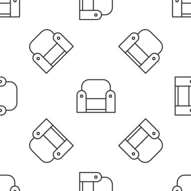 Gri çizgi Kol Koltuğu simgesi beyaz arka planda izole edilmiş kusursuz desen. Vektör İllüstrasyonu