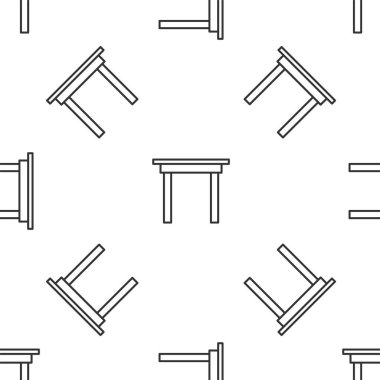 Gri çizgi tahta masa ikonu beyaz arka planda izole edilmiş pürüzsüz desen. Vektör İllüstrasyonu