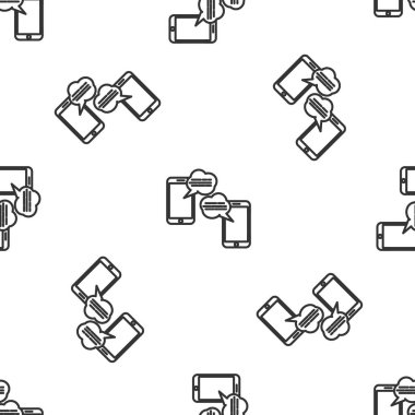 Telefon simgesindeki Gri Hat Yeni Sohbet Mesajları bildirimi beyaz arkaplanda izole edilmiş kusursuz desen. Smartphone sohbet mesajları konuşma baloncukları. Vektör İllüstrasyonu