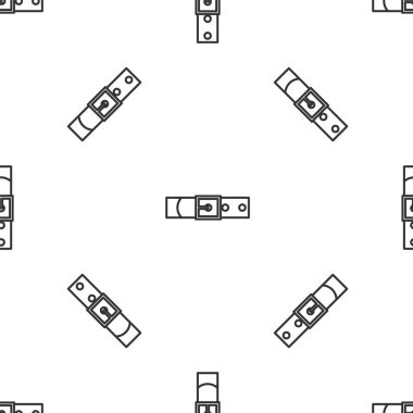 Düğmeli çelik toka ikonu olan gri çizgili deri kemer beyaz arka planda izole edilmiş pürüzsüz desen. Vektör İllüstrasyonu