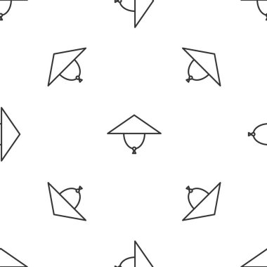 Gri çizgi Asya konik şapka ikonu beyaz arka planda izole edilmiş pürüzsüz desen. Çin konik hasır şapkası. Vektör İllüstrasyonu