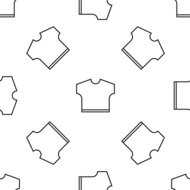 Gri çizgi tişört ikonu beyaz arka planda izole edilmiş kusursuz desen. Vektör İllüstrasyonu