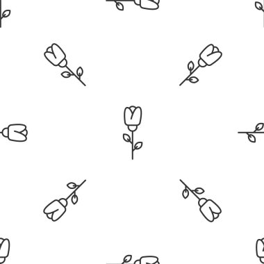 Gri çizgi çiçek ikonu beyaz arka planda izole edilmiş pürüzsüz desen. Vektör İllüstrasyonu