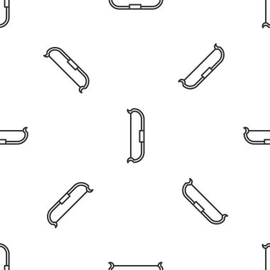 Gri çizgi ortaçağ yay ikonu beyaz arka planda izole edilmiş pürüzsüz desen. Ortaçağ silahı. Vektör İllüstrasyonu