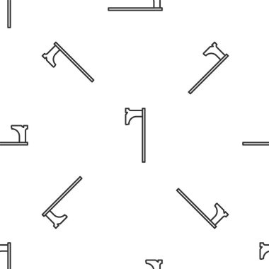 Gri çizgi Ortaçağ balta ikonu beyaz arka planda kusursuz desen izole etti. Savaş baltası, cellat baltası. Ortaçağ silahı. Vektör İllüstrasyonu