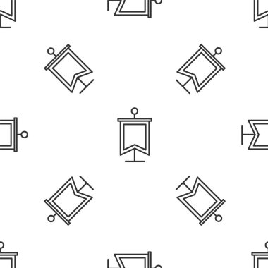 Gri çizgi Ortaçağ bayrak ikonu beyaz arka planda izole edilmiş pürüzsüz desen. Bir kral ya da kraliçe tarafından yönetilen ülke, devlet ya da bölge. Vektör İllüstrasyonu