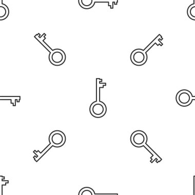 Gri çizgi Eski anahtar simgesi beyaz arka planda izole edilmiş pürüzsüz desen. Vektör İllüstrasyonu