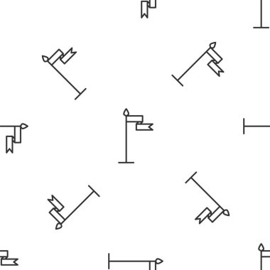 Gri çizgi Ortaçağ bayrak ikonu beyaz arka planda izole edilmiş pürüzsüz desen. Bir kral ya da kraliçe tarafından yönetilen ülke, devlet ya da bölge. Vektör İllüstrasyonu