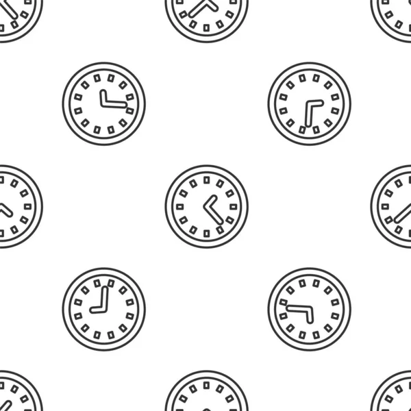 Grey line Clock icon isolated seamless pattern on white background. Time symbol. Vector Illustration — 스톡 벡터