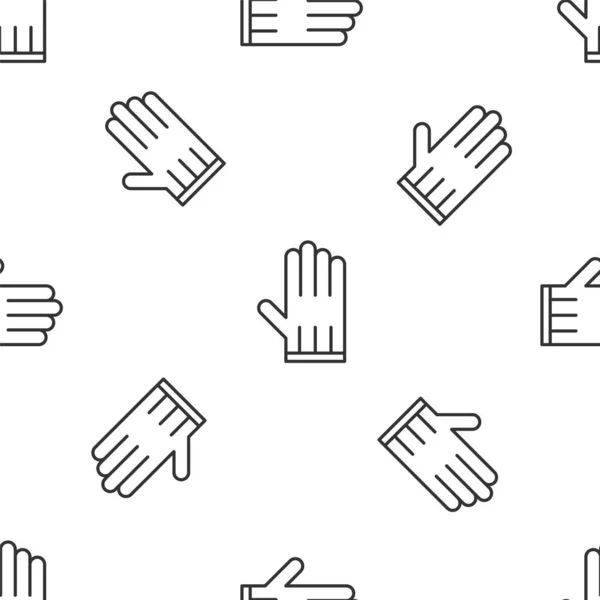 Línea gris Guante de cuero icono aislado patrón sin costura sobre fondo blanco. Ilustración vectorial — Archivo Imágenes Vectoriales