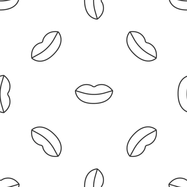 Línea gris Labios sonrientes icono aislado patrón sin costuras sobre fondo blanco. Símbolo de sonrisa. Ilustración vectorial — Archivo Imágenes Vectoriales
