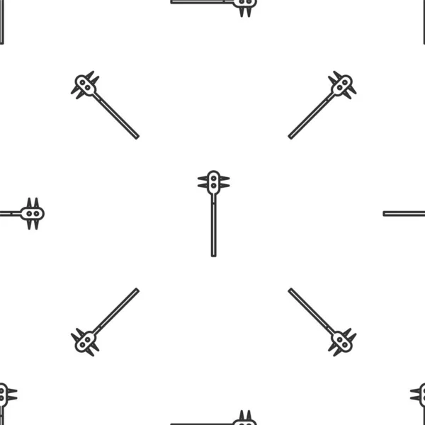 Szara linia Średniowieczna ikona kuli maczugi odizolowany bezszwowy wzór na białym tle. Średniowieczna broń. Ilustracja wektora — Wektor stockowy