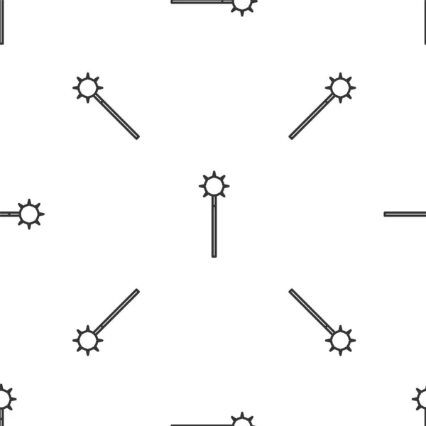 Grijze lijn Middeleeuwse geketende foelie bal pictogram geïsoleerd naadloos patroon op witte achtergrond. Middeleeuws wapen. Vector Illustratie — Stockvector