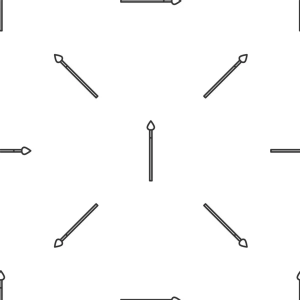 Línea gris Icono de lanza medieval aislado patrón sin costuras sobre fondo blanco. Arma medieval. Ilustración vectorial — Vector de stock