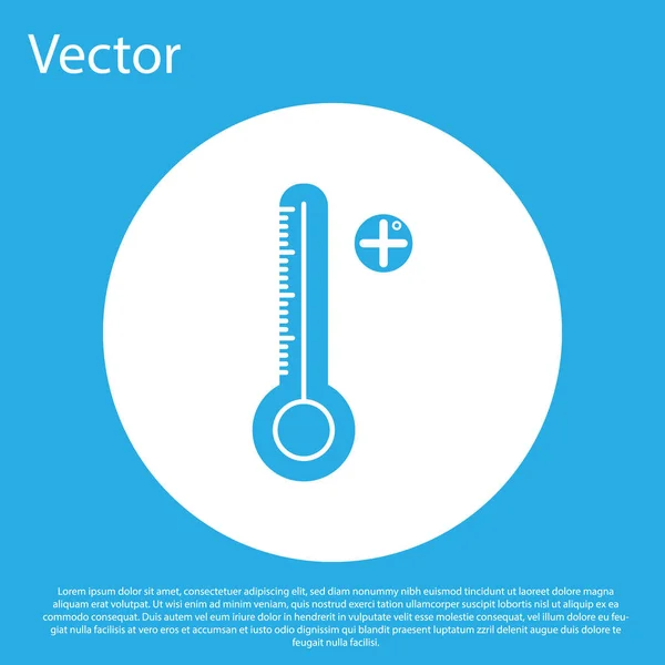 Thermomètre numérique médical bleu pour icône d'examen médical isolé sur fond bleu. Bouton rond blanc. Illustration vectorielle — Image vectorielle