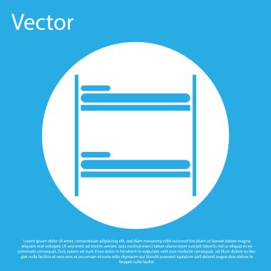 Mavi Ranza yatak ikonu mavi arkaplanda izole edildi. Beyaz daire düğmesi. Vektör İllüstrasyonu