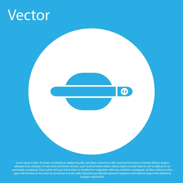Carro azul maçaneta da porta ícone isolado no fundo azul. Botão de círculo branco. Ilustração vetorial — Vetor de Stock