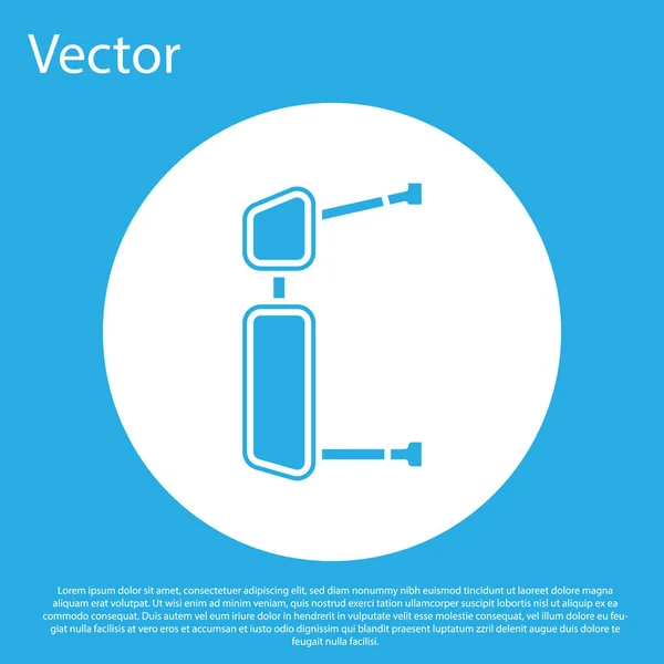 Blue Truck ícone espelho lateral isolado no fundo azul. Botão de círculo branco. Ilustração vetorial — Vetor de Stock