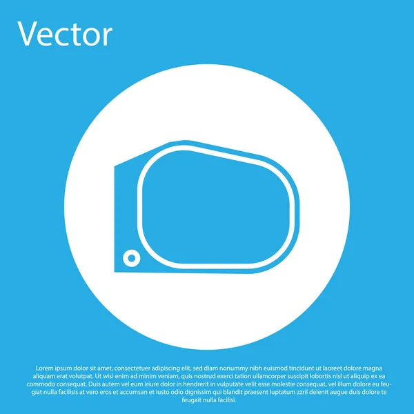 Blaues Spiegelsymbol isoliert auf blauem Hintergrund. weißer Kreis-Knopf. Vektorillustration — Stockvektor