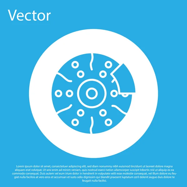 Disco de freio Blue Car com ícone de paquímetro isolado no fundo azul. Botão de círculo branco. Ilustração vetorial — Vetor de Stock